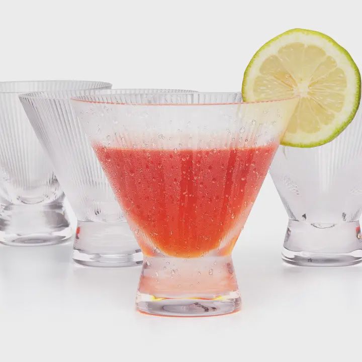 Stemless Ribbed Martini Glasses