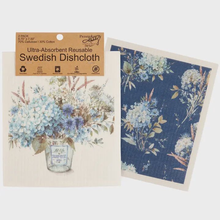 Swedish Dishcloth 2 Pack, Type: Blue Floral