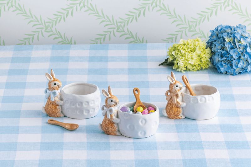 Bunny &amp; Bow Stoneware Bowl