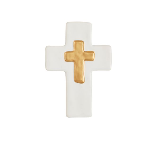 White &amp; Gold Decal Cross