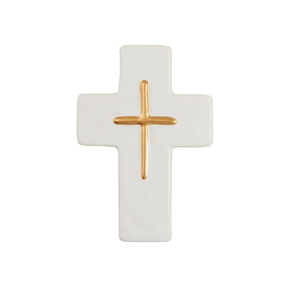 White &amp; Gold Decal Cross