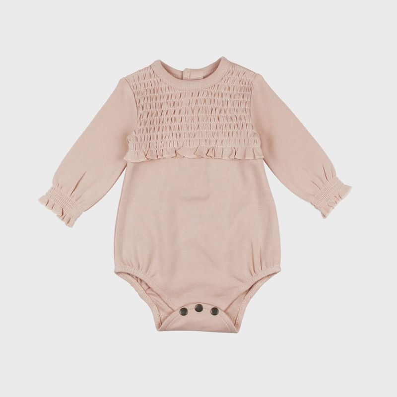 Rosewater Pink Organic Smocked Chest Bodysuit