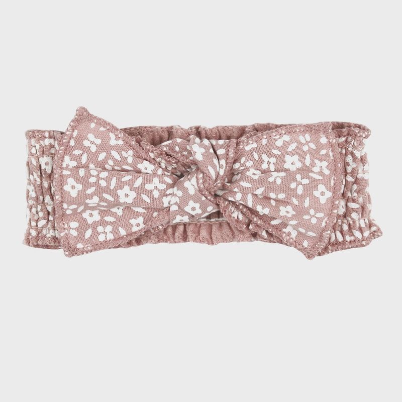 Taffy Pink Floral Organic Smocked Headband