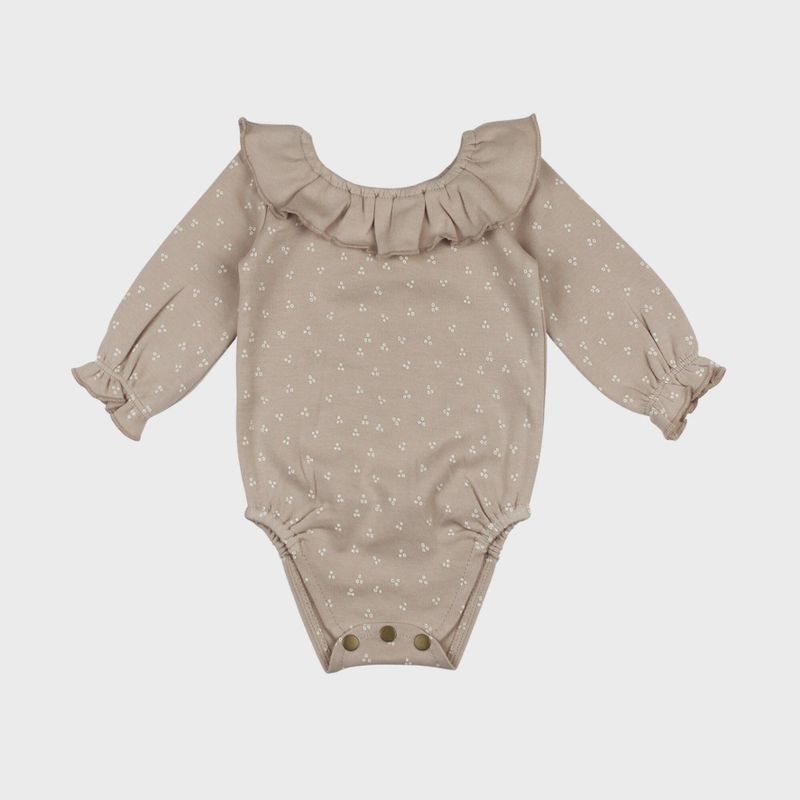 Almond Solid Color Muslin Ruffle Bodysuit