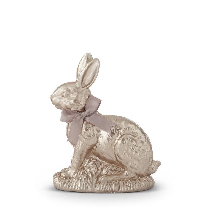 Resin Gold Easter Bunny With Bow