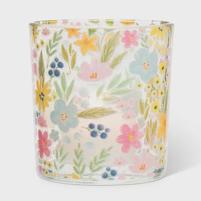 Spring Pattern Glass Votive Holders, Type: Pastel Floral