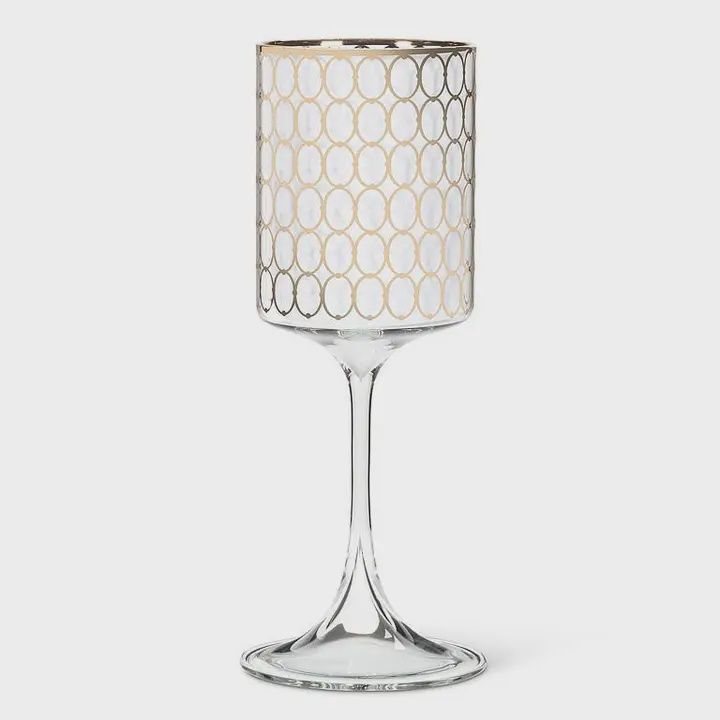 Gold Rings Slender Wine Glass