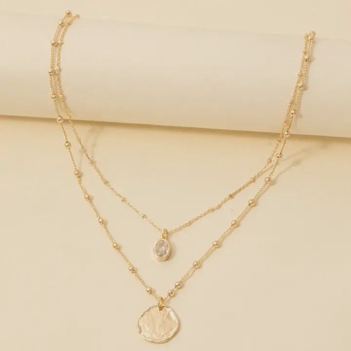 Layered Multi Necklaces, Type: Coin &amp; Oval Gem