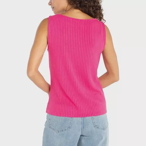 Liverpool Diva Pink Sleeveless High Boatneck Knit Tank