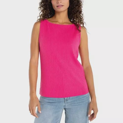 Liverpool Diva Pink Sleeveless High Boatneck Knit Tank