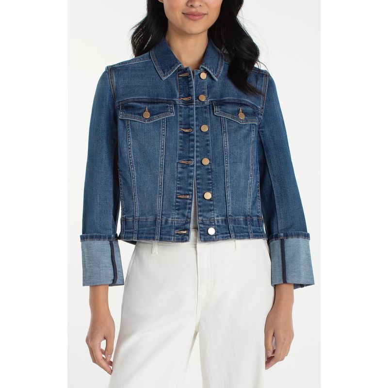 Liverpool West Ways Bracelet Length High Cuff Trucker Denim Jacket