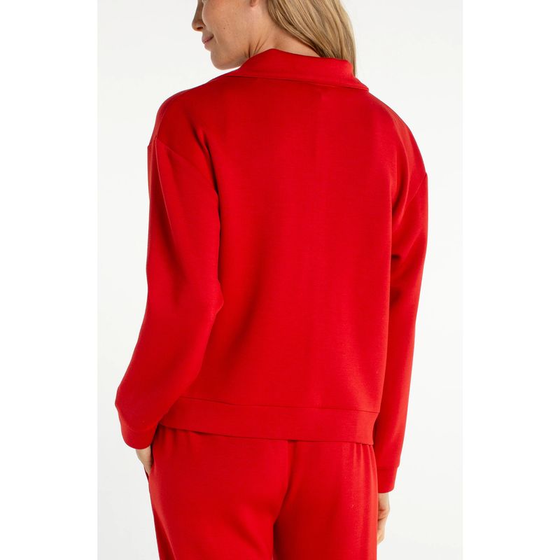 Liverpool Fire Brick Red Half Zip Popover Long Sleeve Top