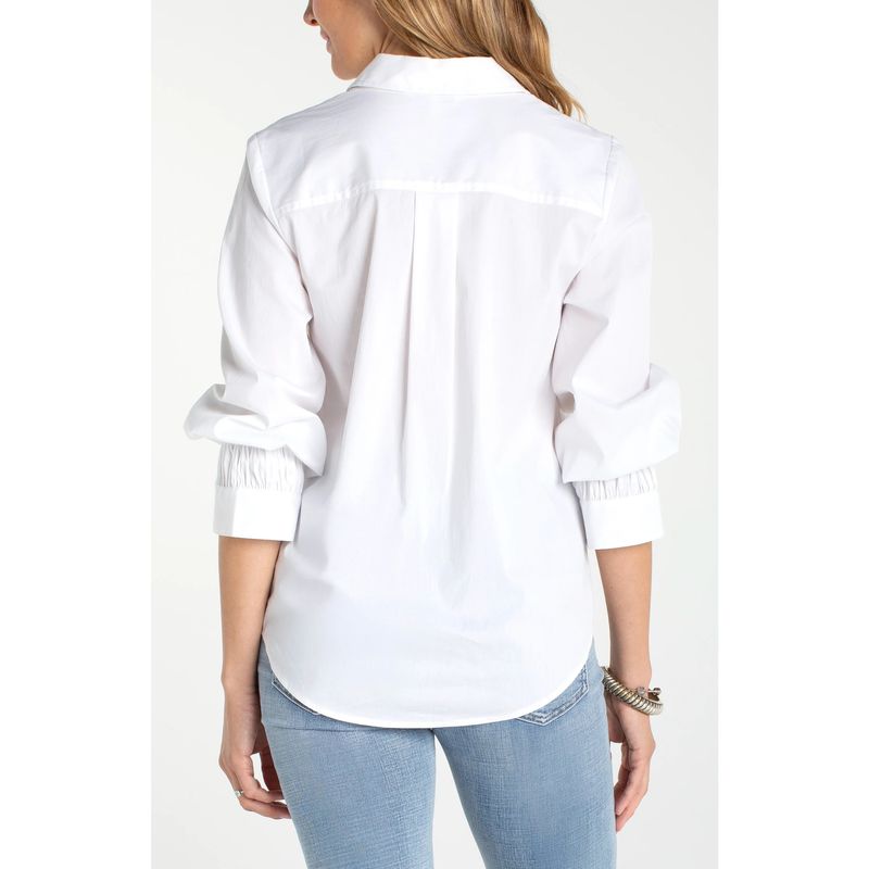 Liverpool White Button Up Adjustable Sleeve Top