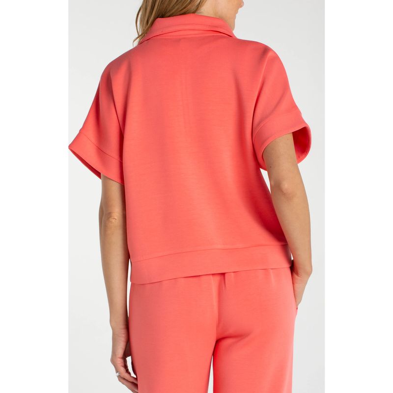 Liverpool Sunset Coral Half Zip Popover Top