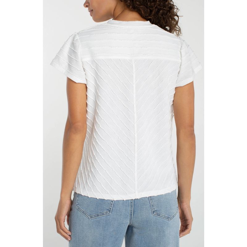 Liverpool White Short Sleeve V-neck Knit Top