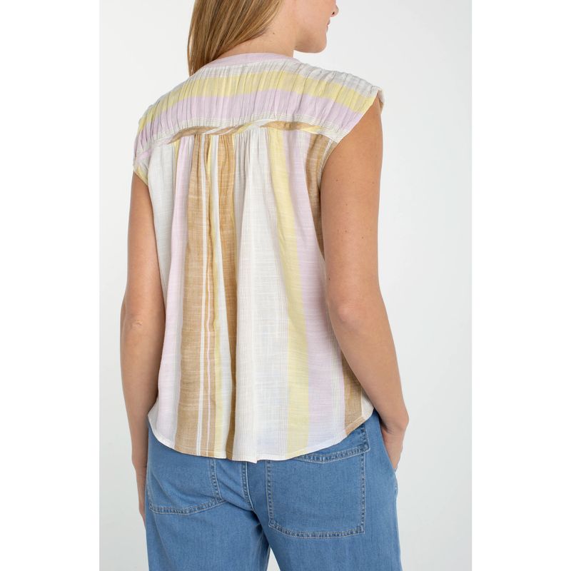 Liverpool Neapolitan Stripe Dolman Button Front Woven Blouse
