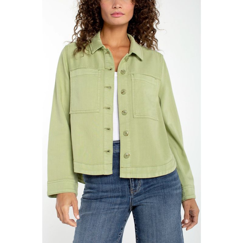 Liverpool Lotus Green High Low Denim Shacket