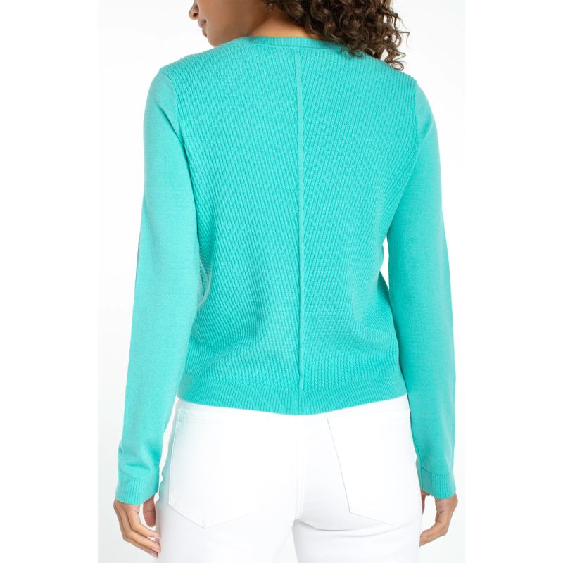 Liverpool Waterfall Teal Long Sleeve Crew Neck Sweater