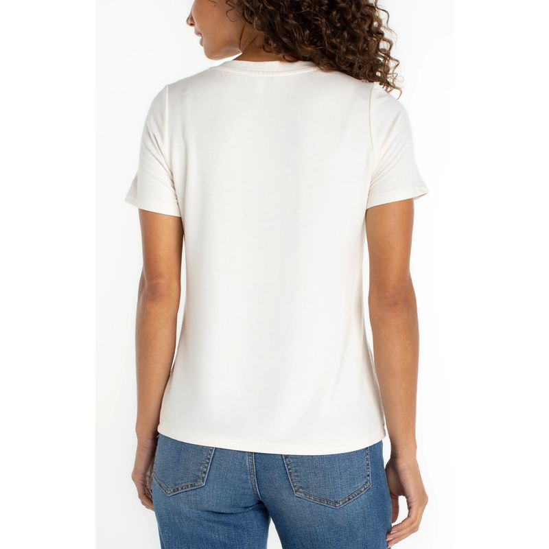 Liverpool White Short Sleeve V Neck Knit Tee