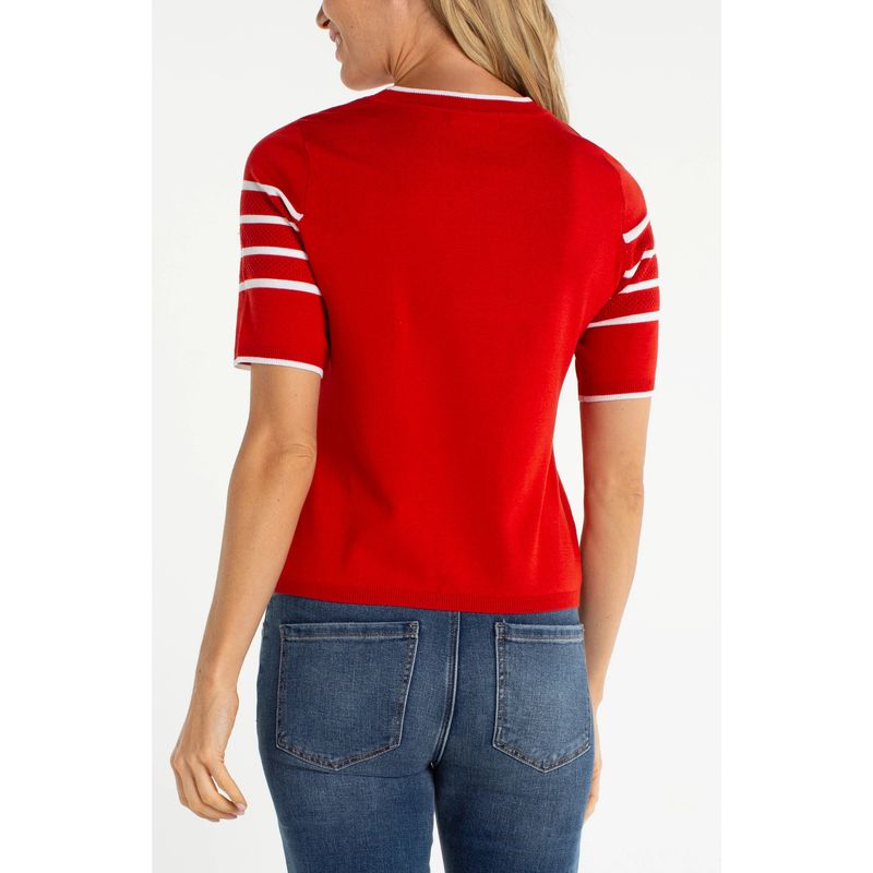Liverpool Red &amp; White Stripe Short Sleeve Crew Neck Sweater
