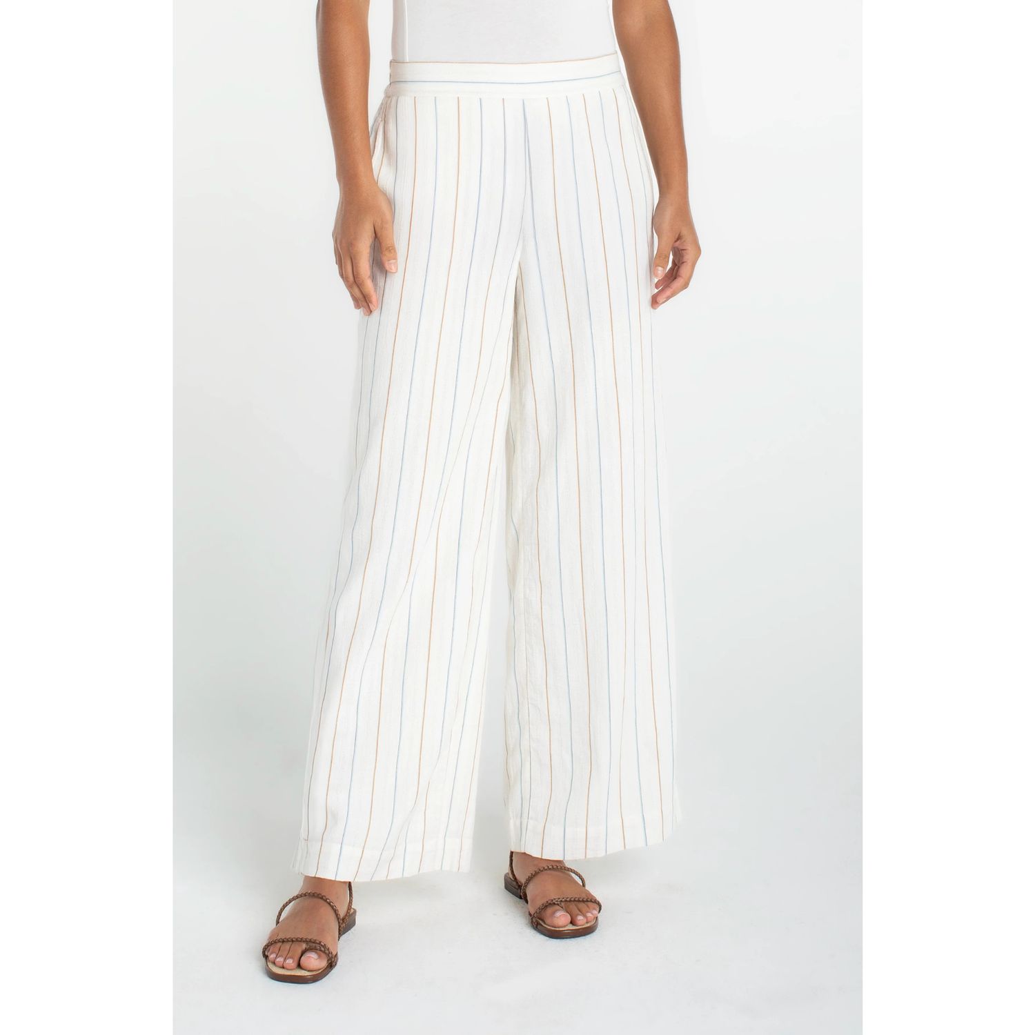 Liverpool Striped Woven Pull On Wide Leg Pant