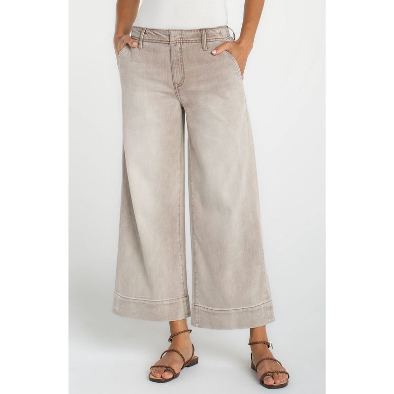 Liverpool Weekender Crop Wide Leg Antique-Khaki Jean