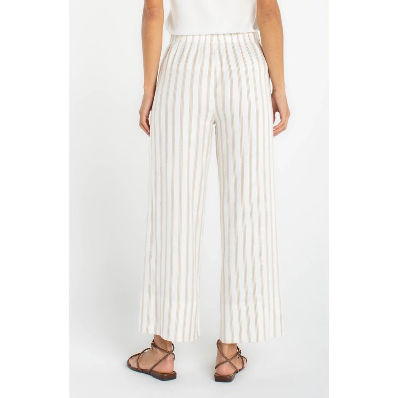 Liverpool Cream Striped Pull-on Wide Leg Crop Trouser
