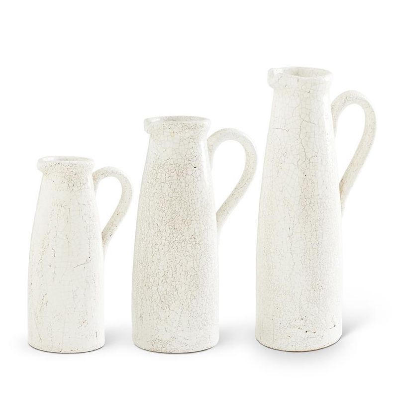 White Ceramic Cracked Pitchers