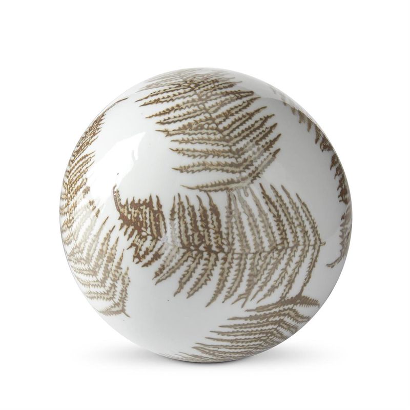 Brown &amp; Cream Ceramic Fern Ball
