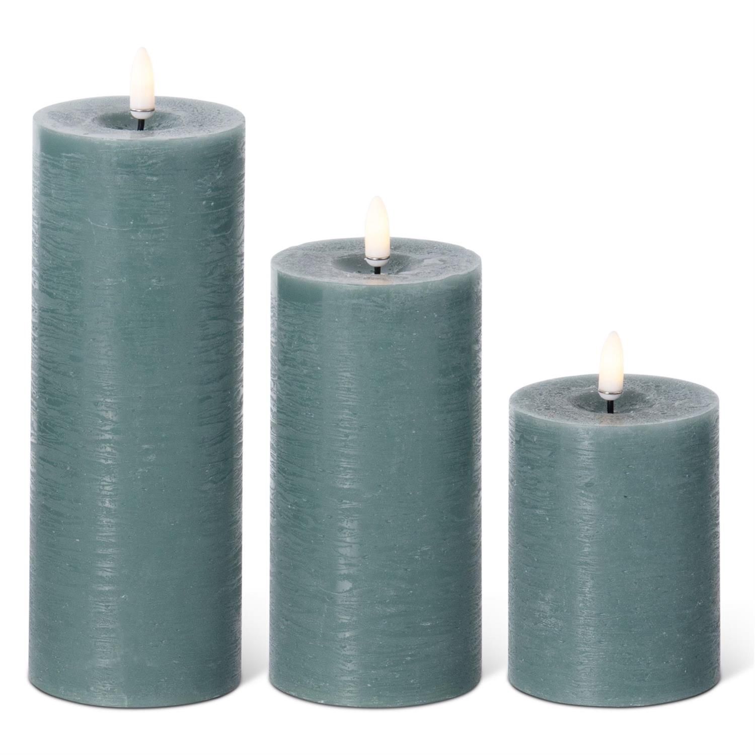 LED Pillar Touch On/Off Candles, Colour: Dark Green, Size: 4" x 8"