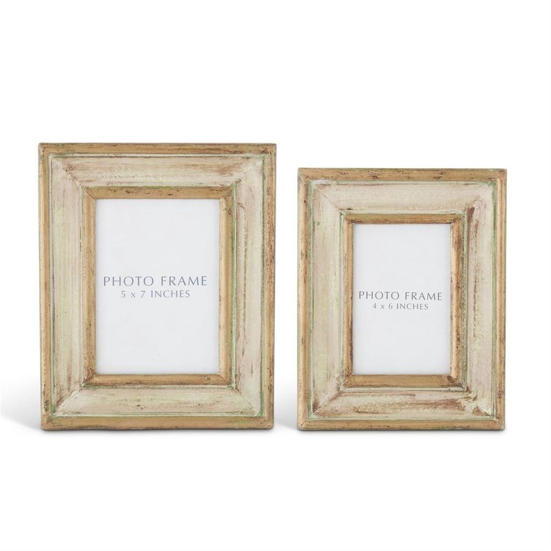 Gold &amp; Patina Green Carved Wood Frames