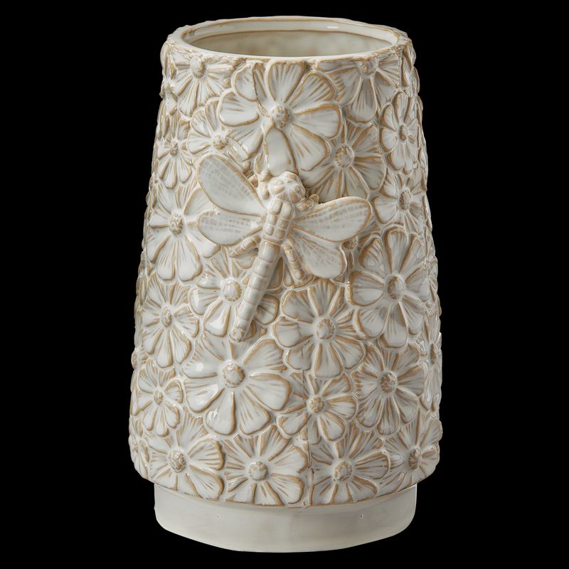 Dragonfly White Vase