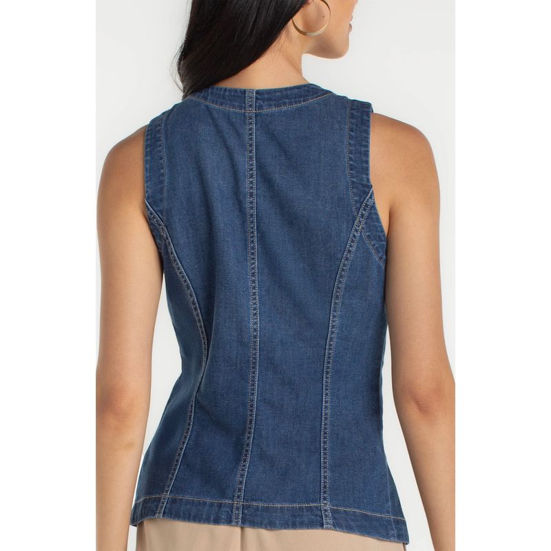 Liverpool Wilder Denim Crew Neck Split Front Vest