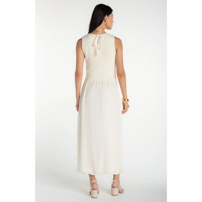 Liverpool Cream Sleeveless Crew Neck Tie Back Sweater Dress