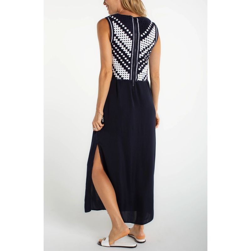 Liverpool Navy &amp; White Sleeveless Lace Woven Dress