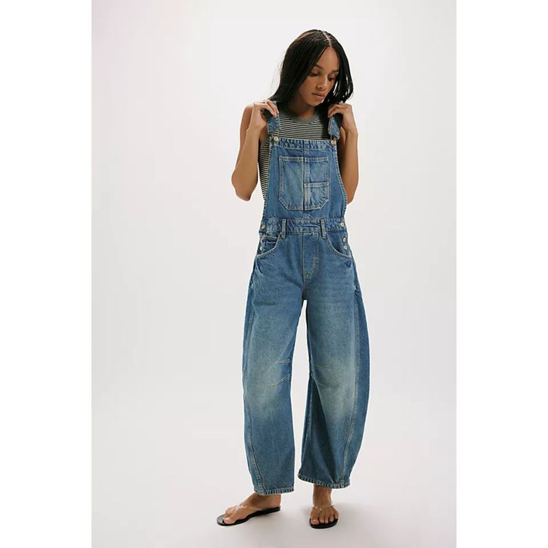Free People Good Luck Ultra Light Beam Barrel Overalls