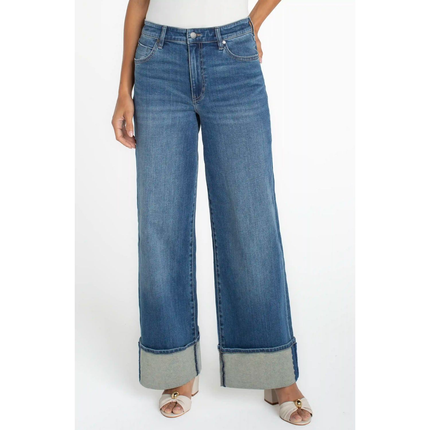 Liverpool Morgan Tidal Wave Cuffed Wide Leg Jean