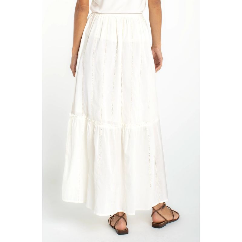 Liverpool Cream Stripe Embroidered Long Skirt