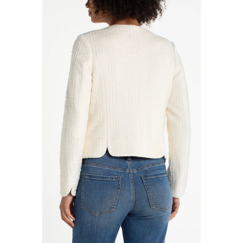 Liverpool Cream Boucle Collarless Jacket With Scallop Detail