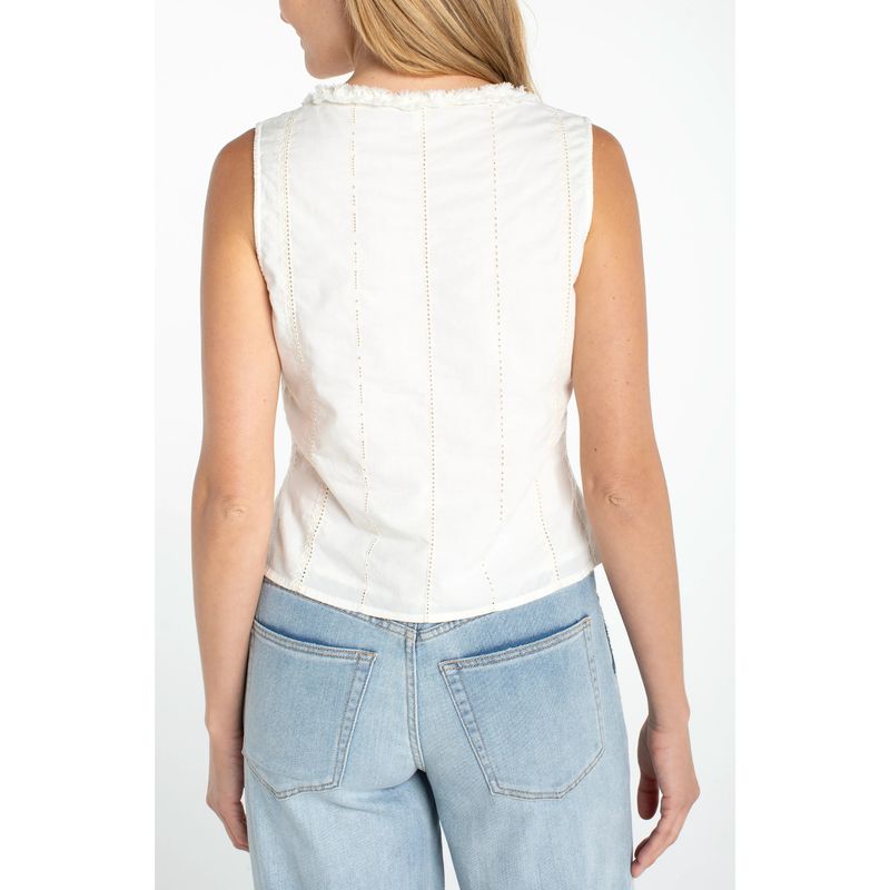 Liverpool Sleeveless Pintucked Woven Top &amp; Ruffles