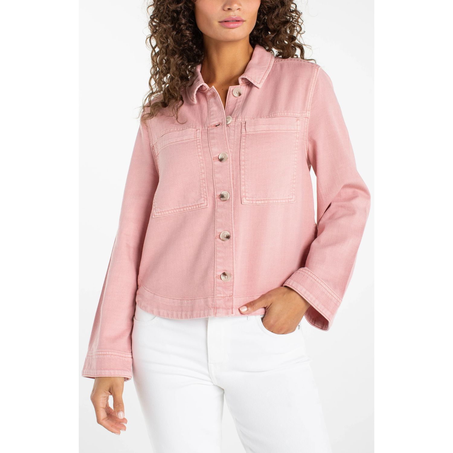 Liverpool Misty Blush High &amp; Low Denim Shacket