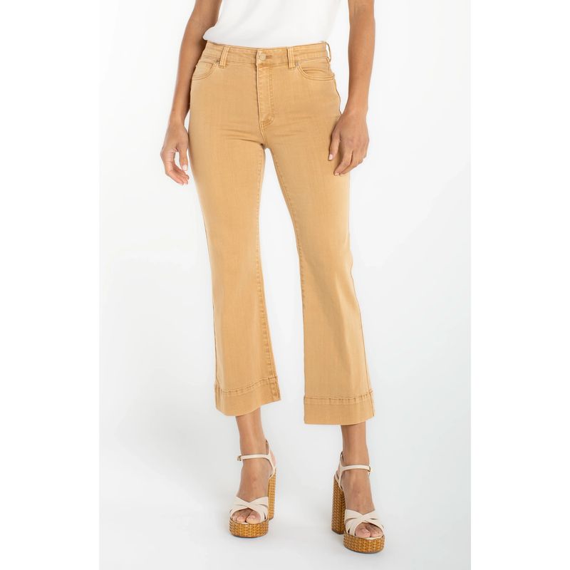 Liverpool Hannah Crop Flare Straw Tan Hugger Jeans