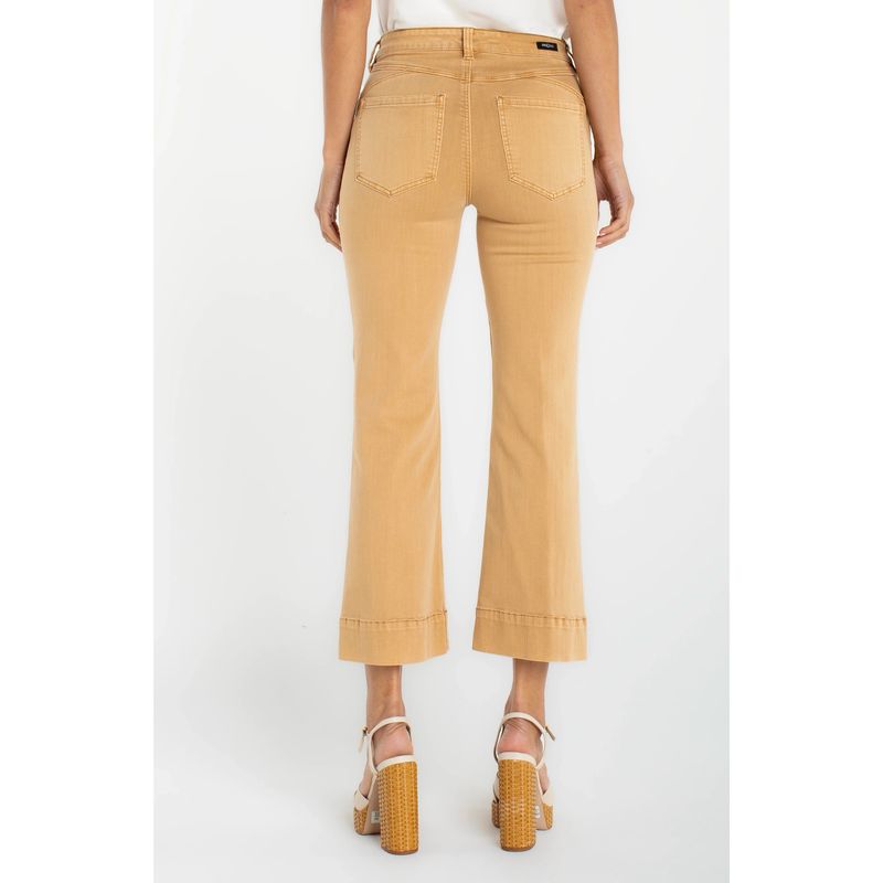Liverpool Hannah Crop Flare Straw Tan Hugger Jeans