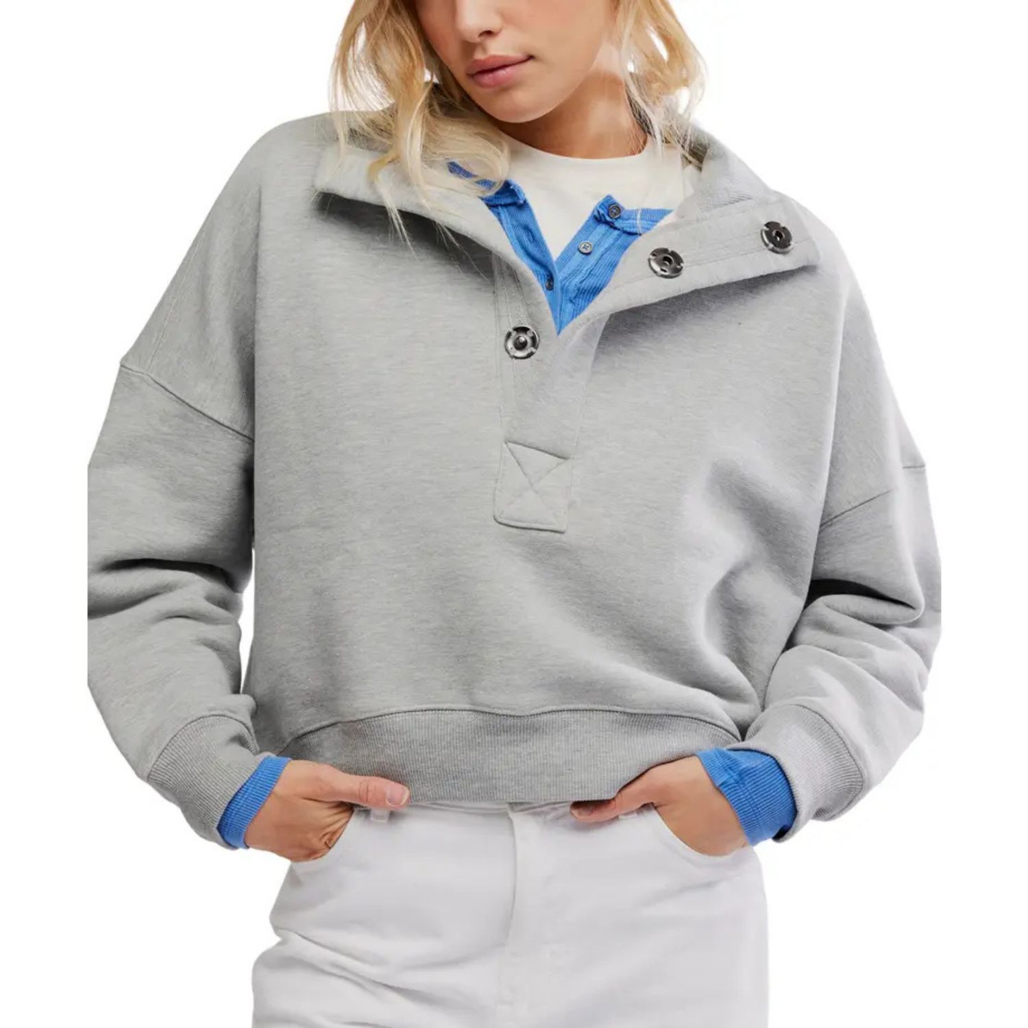 Free People Heathered Grey Timeless Pullover Sweater