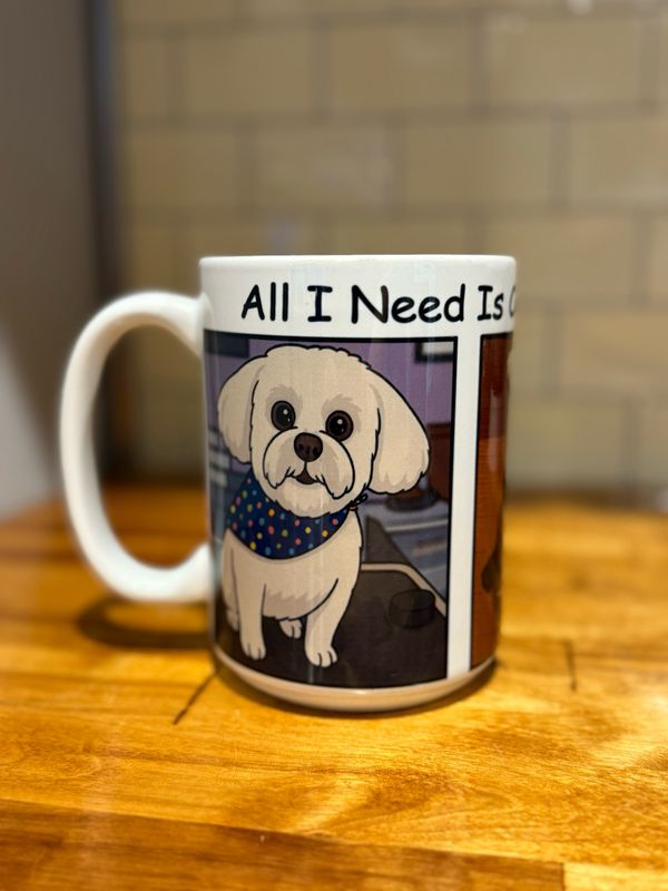 All I Need Is Coffee &amp; My Dogs Cartoon Mug