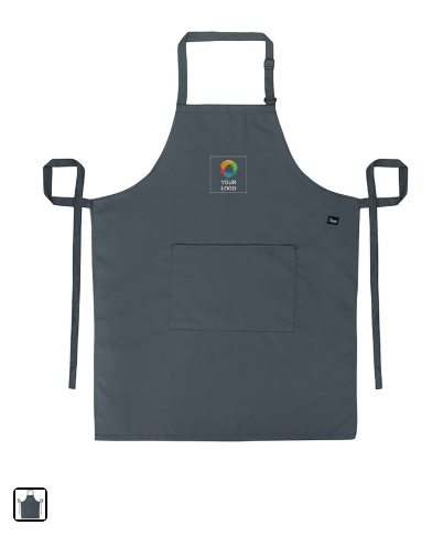 A1T Unisex Bib Apron Gray. Front Pocket. In 1 Size.