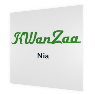 Kwanzaa Celebration card.  Day 5 (Nia) means Purpose.