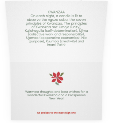Kwanzaa Celebration card. Day 4 Ujamaa = Cooperate Economics.