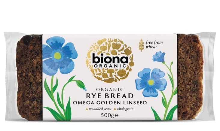 Biona's Organic Rye Bread, featuring Organic Golden Linseed