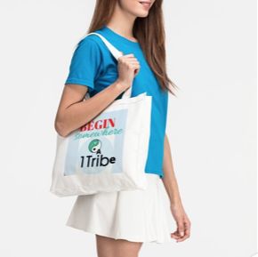 Premium Tote Bag in White, Black and Natural